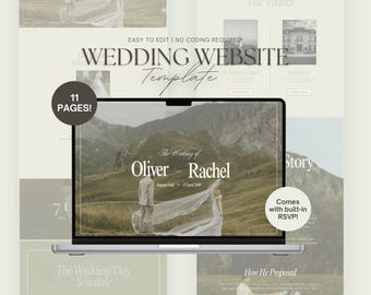 Elegant Wedding Website Template, Editable Canva Invitation (Digital Download)