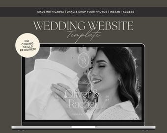 Elegant Wedding Website Template, Editable Canva Invitation (Digital Download)