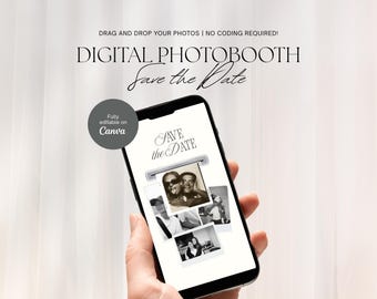 Photo Booth Strip Save the Date Template, Mobile Invite (Digital Download), Old Monday Wedding Invitation