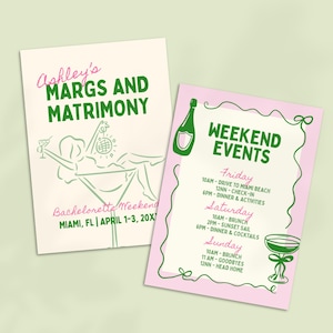 Mexico Bachelorette Itinerary Template, Margs and Matrimony Bachelorette Weekend Itinerary, Final Fiesta Bachelorette Invitation Template