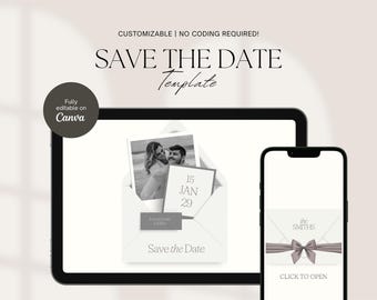 Animated Wedding Save the Date Website Template: Elegant E-Invite