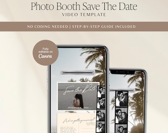 Digital Save the Date Template, Photobooth Save The Date, Photo Booth Strip Save the Date Mobile Electronic Invite Video Template