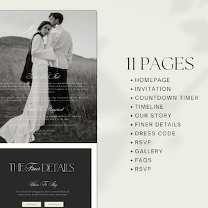 Elegant Wedding Website Template, Editable Canva Invitation (Digital Download) image 3