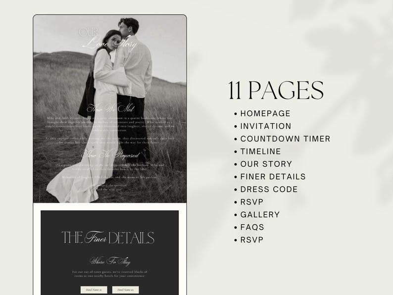 Elegant Wedding Website Template, Editable Canva Invitation (Digital Download) image 3