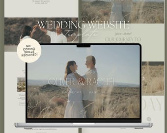 Elegant Wedding Website Template, Editable Canva Invitation (Digital Download)