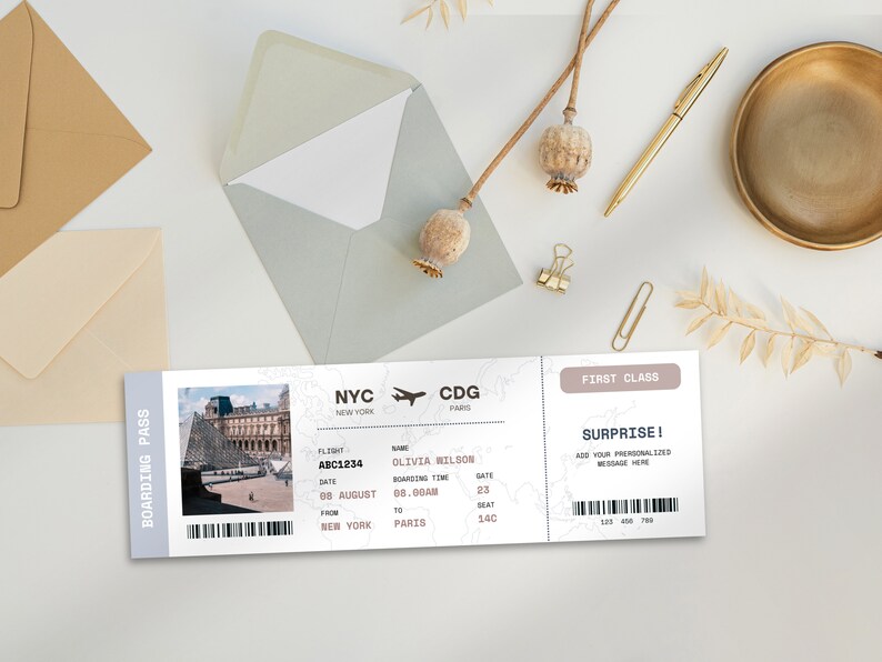Editable Boarding Pass Canva Template, Printable Airline Ticket, DIY ...