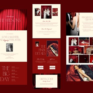 May include: A wedding invitation suite with a burgundy and cream color scheme. The design includes text that reads "The Wilsons", "Love Laughter and Happily Ever After", and "The Big Day". The suite also features photos of the couple and event details.