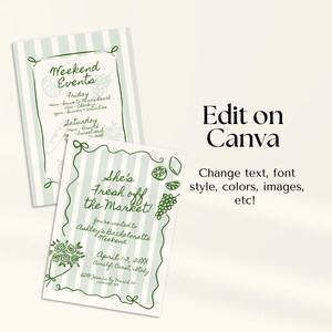 Fresh Off The Market Bachelorette Itinerary and Invitation Template, Editable Farmer's Market Bridal Shower Invite, She's Off The Market