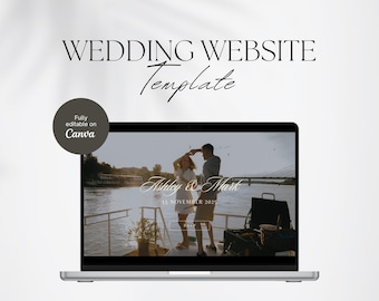 Canva Wedding Website Template, Digital Invitation, Wedding Timeline of Events, Online RSVP, Minimalist Website Template, Save the Date