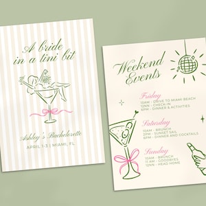 Martini Bachelorette Party, Bikinis and Martini Bachelorette Itinerary Template, Cocktail Social Club Bachelorette Party, Beach Bachelorette