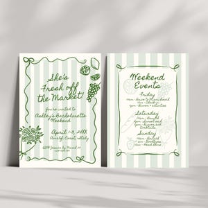 Fresh Off The Market Bachelorette Itinerary and Invitation Template, Editable Farmer's Market Bridal Shower Invite, She's Off The Market