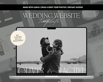 Elegant Wedding Website Template, Old Money Editable Canva Invitation (Digital Download)