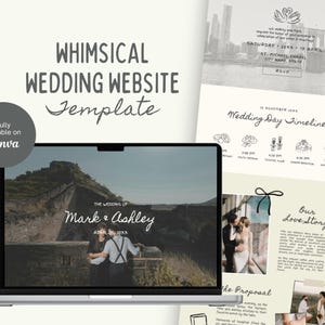 Whimsical Wedding Website Canva Template, Wedding Timeline of Events, Online Wedding Invitation, Minimalist Website Template, Save the Date