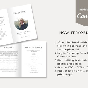 Simple Funeral Program Template Editable Black and White - Etsy
