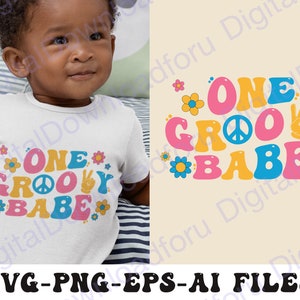 One Groovy Baby Svg, Groovy Birthday One Svg, One Of The Groovy Svg  Png, Groovy One Birthday Decoration, 1st Birthday Boho Shirt