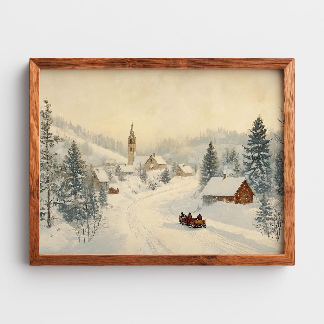 Rustic Sleigh Rides Rustic Winter Village Sleigh Ride Printable - Cozy Vintage Holiday ...