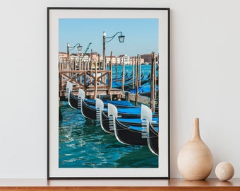Venetië gondels print, Italië kunst aan de muur fotografie (digitale download)