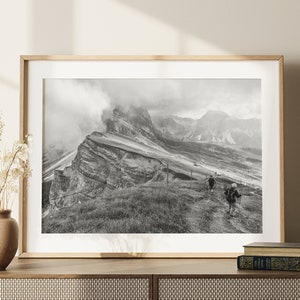 Dolomites Black and White Mountain Print, Italian Alps Photography (Digital Download)