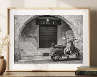 Italien Wand Kunst – Schwarz und Weiß Vespa Druck, Italienische Reise Fotografie Digital Download