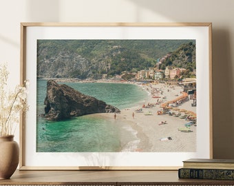 Cinque Terre Poster: Monterosso al Mare, Genua, Italien Reise retro vintage Fotografie (Digitaler Download)