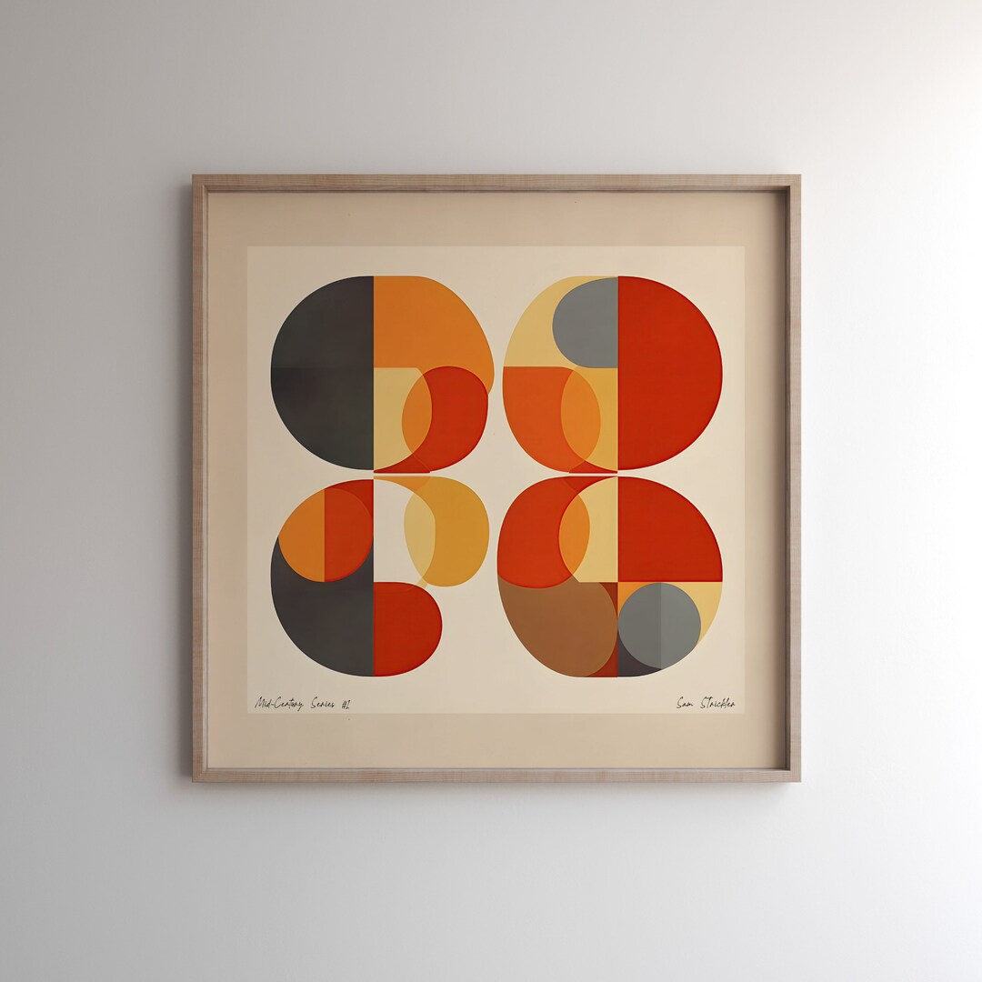 Abstract Modern Print Mid Century Modern Wall Art Minimalist Geometric ...