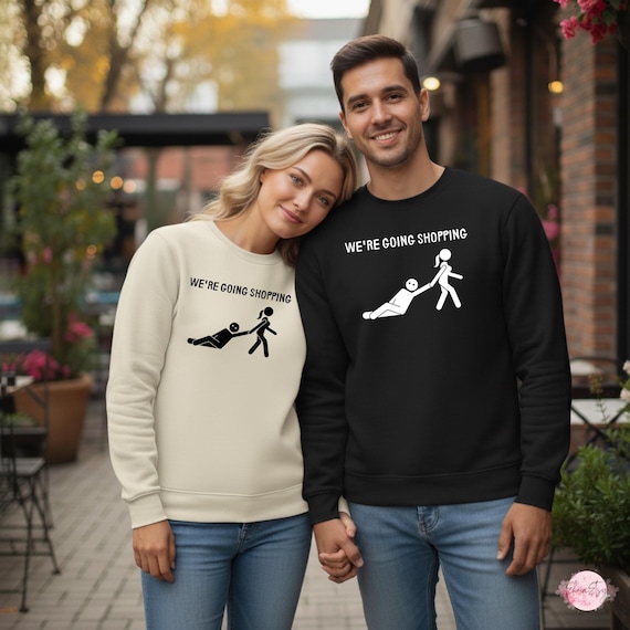 We’re Going Shopping Couple Shirts, Funny Couple Matching Sweatshirts, Cute Matching Outfits for Couples, Relationship Hoodie, Couple Match