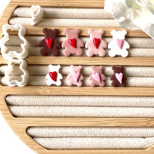 Ohrstecker oder kleiner Teddybär + Mikro Herz Ausstechform - Ohrring Herstellung - Schmuck Ausstechform