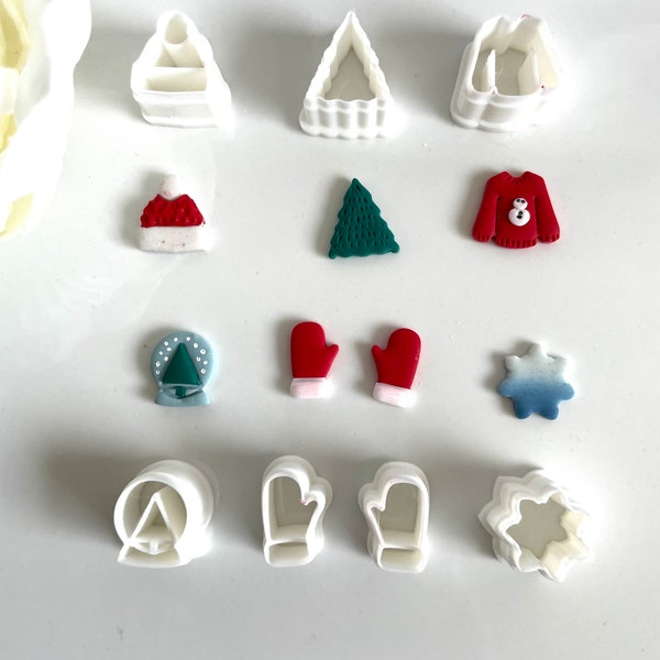 Christmas Stud Set of clay cutters - Polymer clay Tools - Jewellery Tools - Earring making - Clay Tools