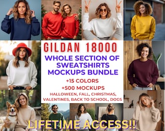 Gildan 18000 Mockup Bundle, 18000 Sweater Bundle, Gildan Model Mockups, Whole Section Bundle, crewneck Sweatshirt Mockup Photos