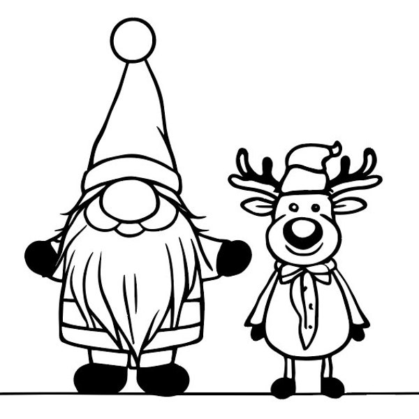 SVG File - Gnome and Reindeer (Gnome mit Rentier)