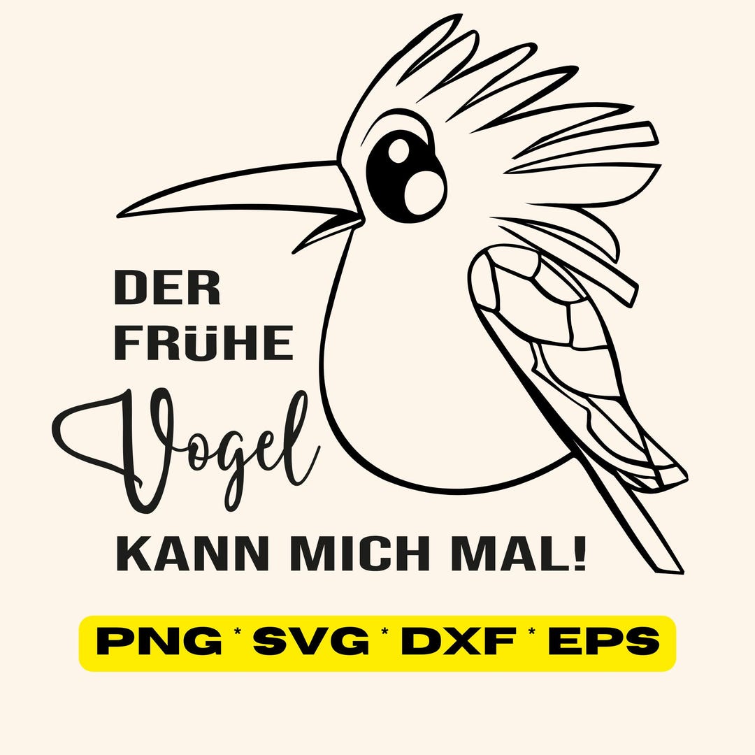 Der frühe Vogel kann mich mal Tazza gialla, con stampa, in ceramica