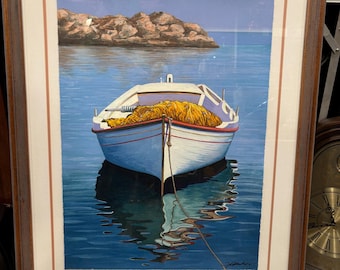 Igor Medvedev Signed Serigraph: Boat & Nets Scene, Framed Limited Edition