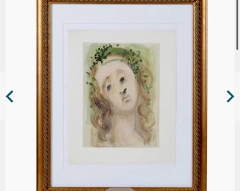 Salvador Dali 'The Face of Virgil' Framed Wood Engraving: Divine Comedy Art Print w/COA