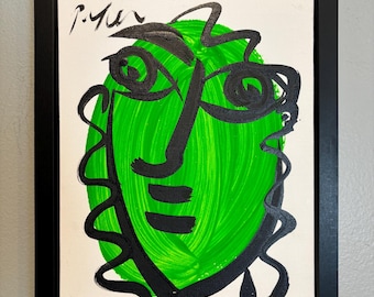 Retrato original en acrílico de Peter Robert Keil, 8 x 10, firmado y enmarcado