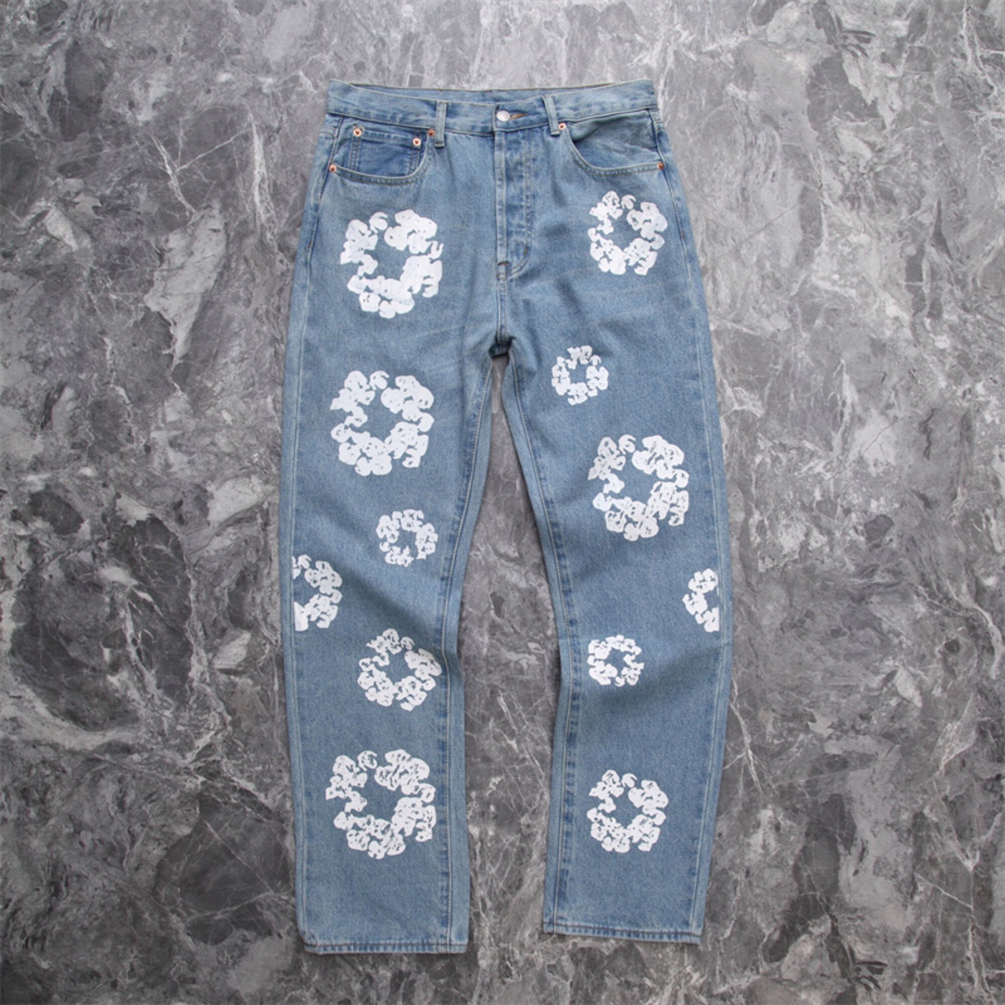 Blue Denim Tears Baggy Jeans Design On Jeans Cotton Wreath Jean