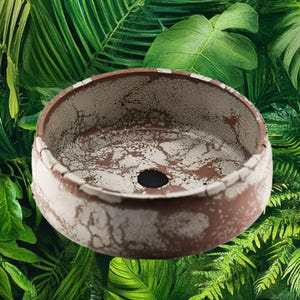 Handmade Concrete Bowl for Succulents or Bonsai - Shallow 8in Planter with Drainage