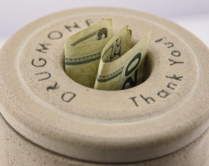 Featured listing image: Handmade "Drug Money" Tip Jar - Concrete 4" Jar with Lid