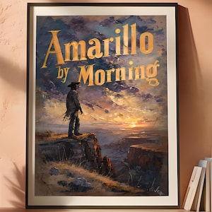 Amarillo By Morning, Digital Wall Art Painting, Country Music Decor, Printable Art, Western Art, Cowboy, Amarillo, Amarillo Texas, Painting
