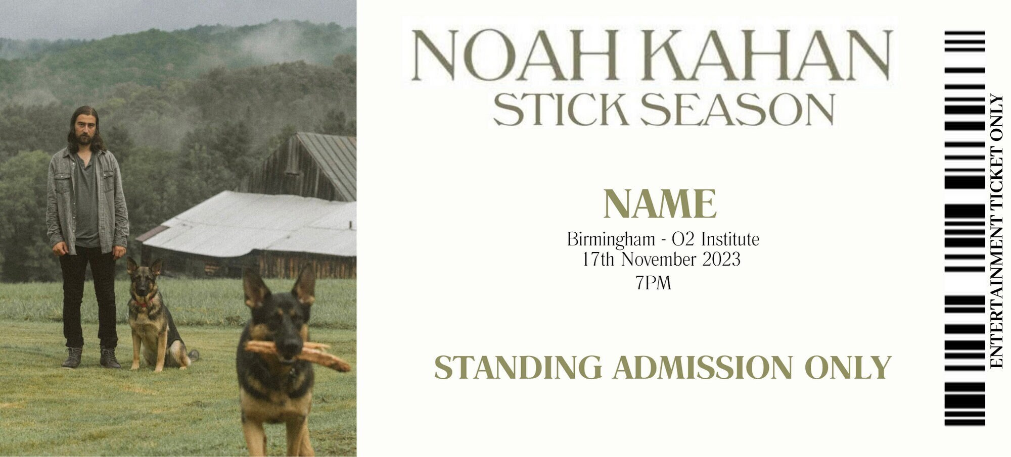 Personalised Concert Ticket Noah Kahan Stick Season 2024 Etsy UK