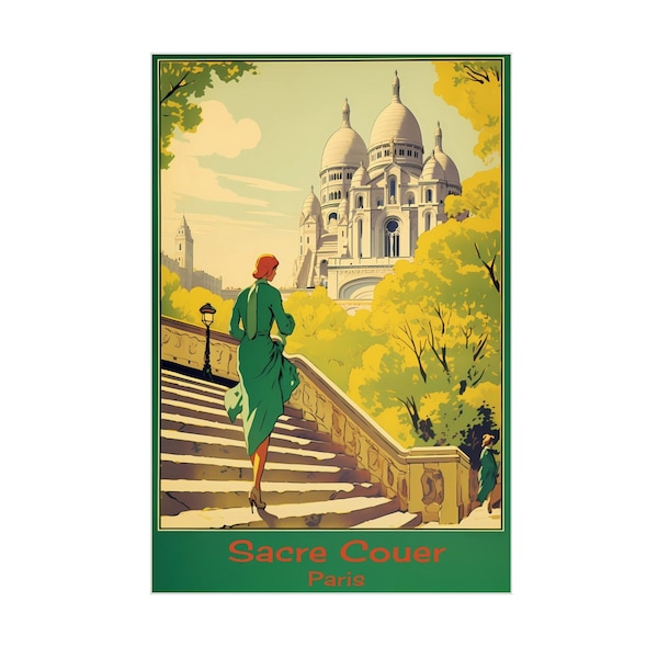 Paris Travel Poster, Vintage Paris Poster, Travel Poster, Retro Travel Poster, Vintage Poster, Sacre Coeur, France Travel Gift, Paris