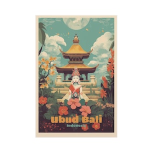 Bali Travel Poster, Vintage Balinese Poster, Travel Poster, Retro Travel Poster, Vintage Poster, Bali, Ubud, Indonesia, Bali Gift