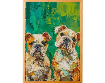 Cartel de Bulldog Inglés, Bellas Artes de 2 Bulldog Inglés, Regalo de Bulldogs Ingleses, Cartel de Bulldog Inglés, Arte de Perro Bulldogs Ingleses