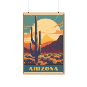 Arizona Travel Poster, Vintage Arizona Poster, Travel Poster, Retro Poster Arizona, Vintage Poster, Arizona Vintage, Southwest US Art image 2