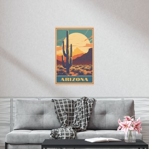 Arizona Travel Poster, Vintage Arizona Poster, Travel Poster, Retro Poster Arizona, Vintage Poster, Arizona Vintage, Southwest US Art image 6