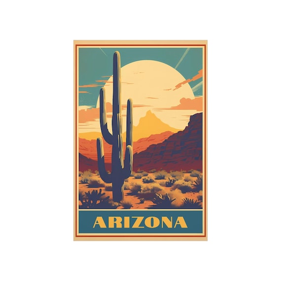 Arizona Travel Poster, Vintage Arizona Poster, Travel Poster, Retro Poster Arizona, Vintage Poster, Arizona Vintage, Southwest US Art