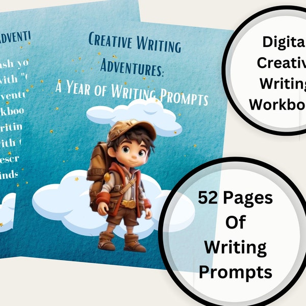 Creative Writing Adventure | 52 Weeks Of Writing Prompts For Kids | Kids Writing Workbook | Story Starters | Digital Download