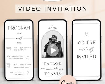 Animated Wedding Invitation Video Template, Customizable Evite (Digital Download)