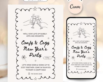 New Years Eve Party Invitation, Cozy Celebration (Digital Download)