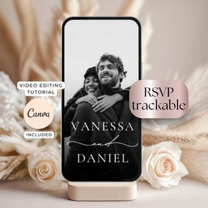 Digital Wedding Invitation with RSVP link Save the Date digital Wedding website Hochzeitseinladung digital Wedding invitation template black