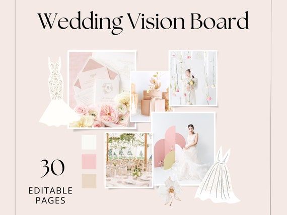 Vision board kit, Vision board template, Wedding moodboard template, Wedding planner printable, Digital wedding template